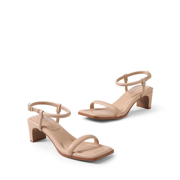 [Wonder Cloud] Hera One-strap Square Toe Rectangular Heel Sandals - NUDE - 3